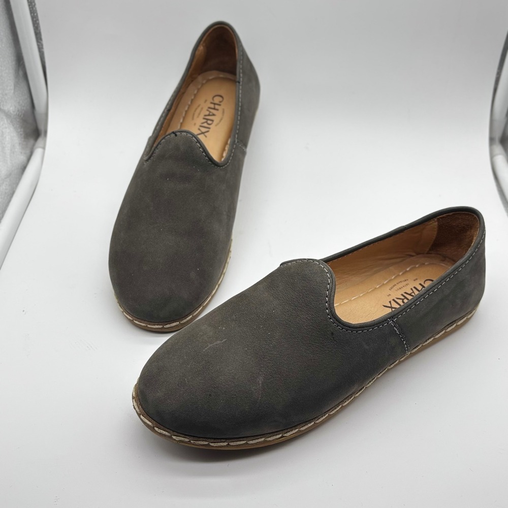 Charix Gray Slip On Loafer Nubuck Suede Women 37 / 7 Minimalist Artisan Scandi
